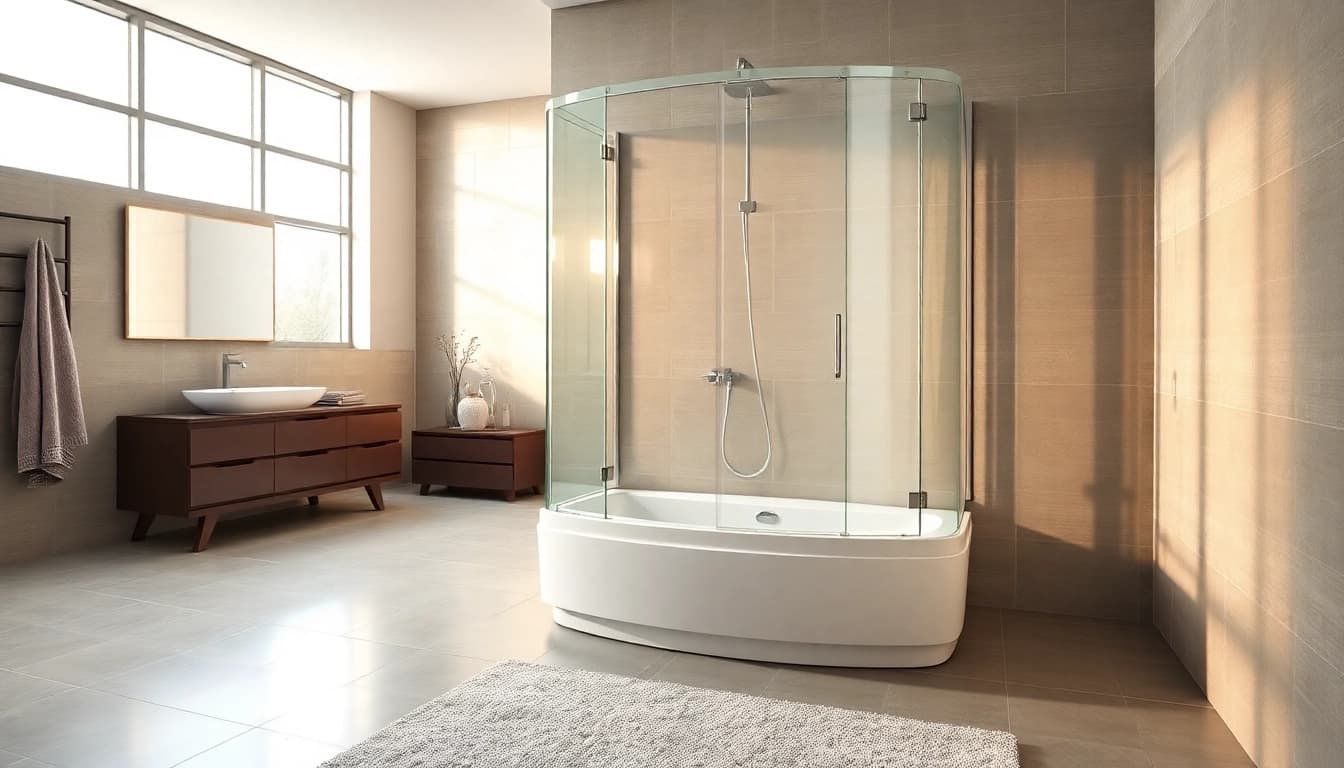 Duschkabine 90x90 komplett in stilvollem modernen Badezimmer, ideal für jeden Raum.