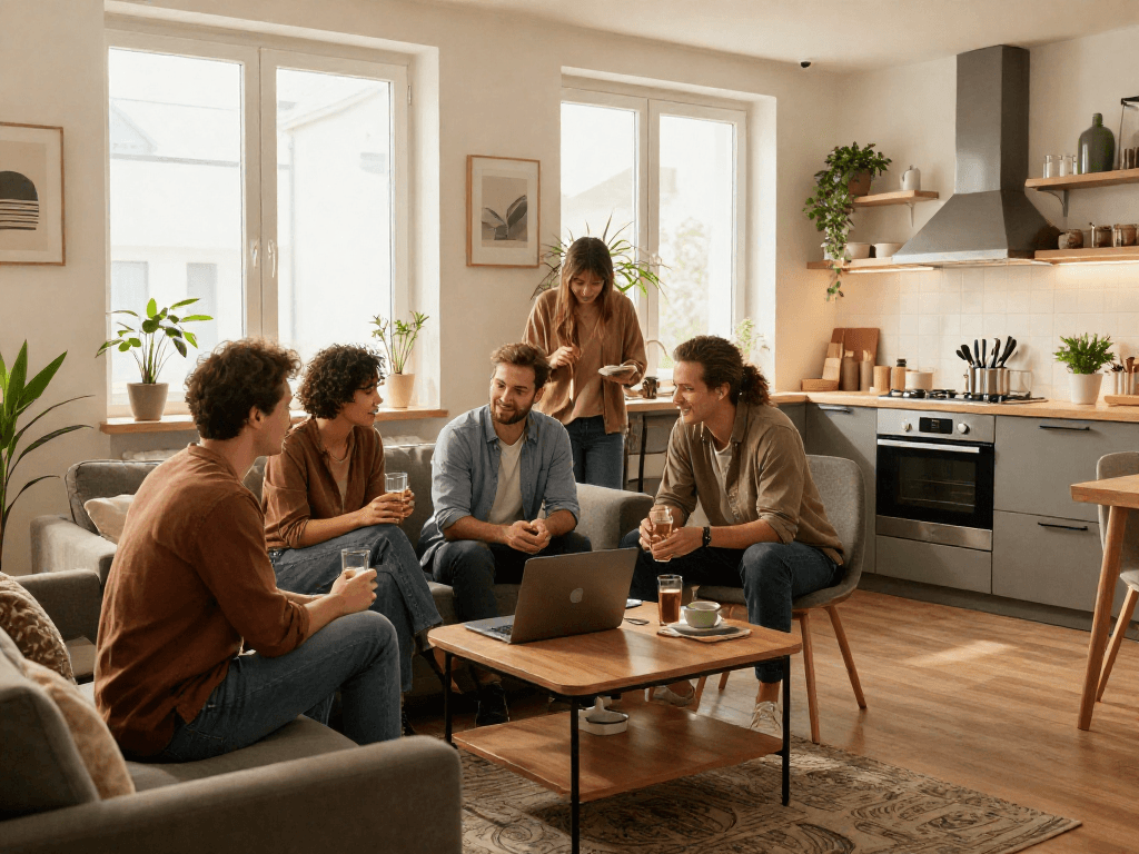 Helle und gemütliche Monteurwohnung Hannover mit voll ausgestatteter Küche und stilvollem Wohnbereich