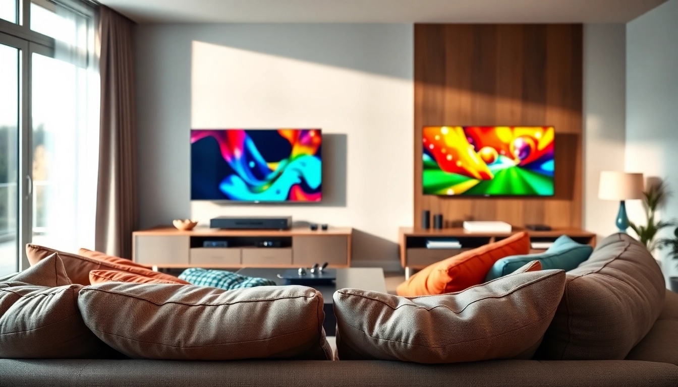 Iptv Anbieter flexibly displayed on a vibrant TV setup in a modern living room.