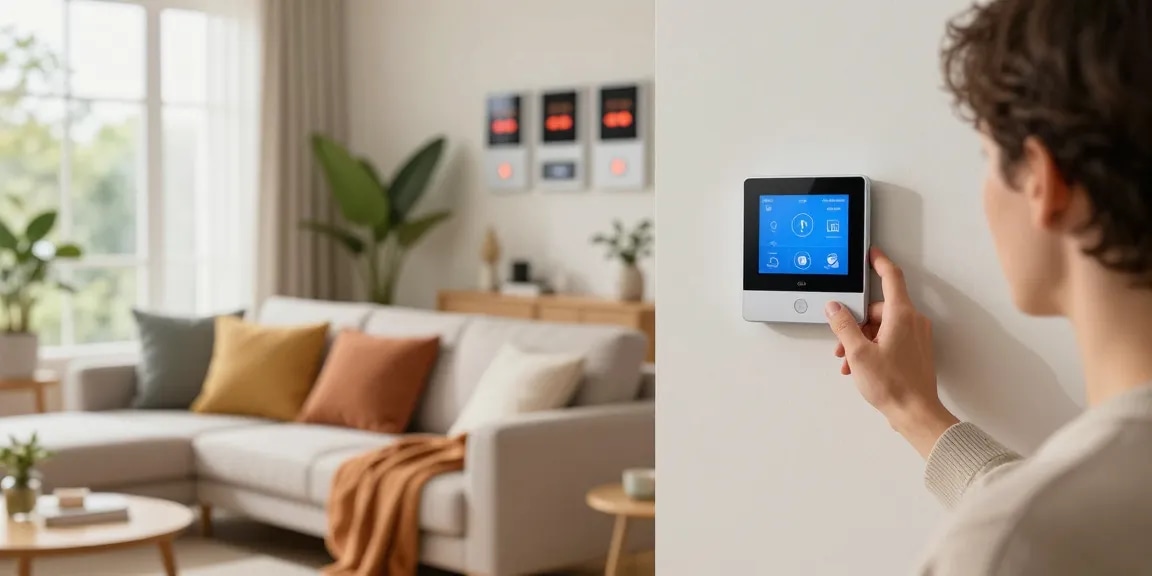 Intelligente Thermostatsteuerung in einem gemütlichen Zuhause für effiziente Fußbodenheizung Steuerung.