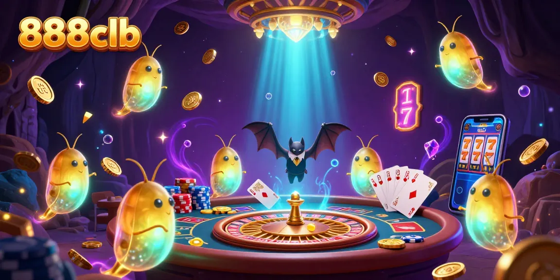 Experience the exhilarating world of 888clb casino games with dynamic glowworms in a vibrant cave setting.