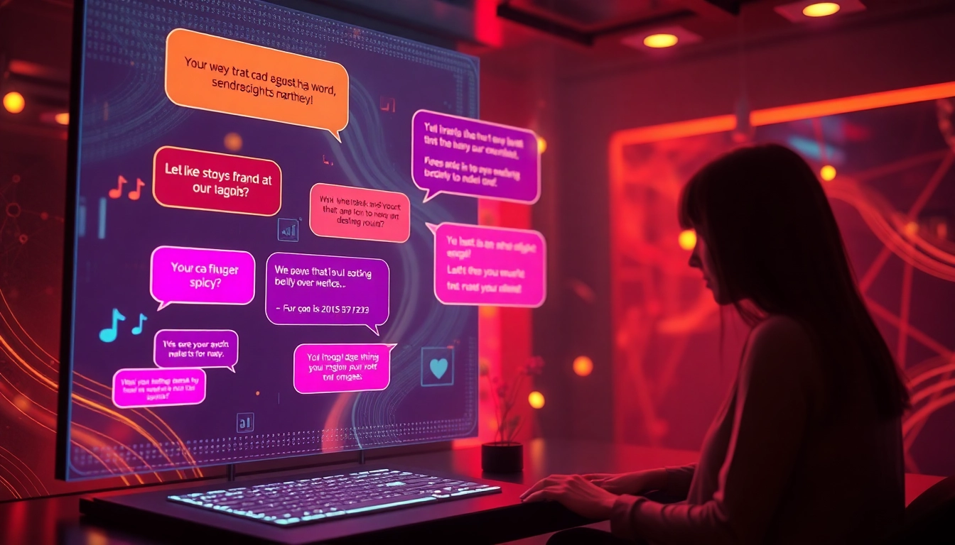 Engaging in a vibrant porn ai chat in a futuristic setting, showcasing intimate digital interactions.