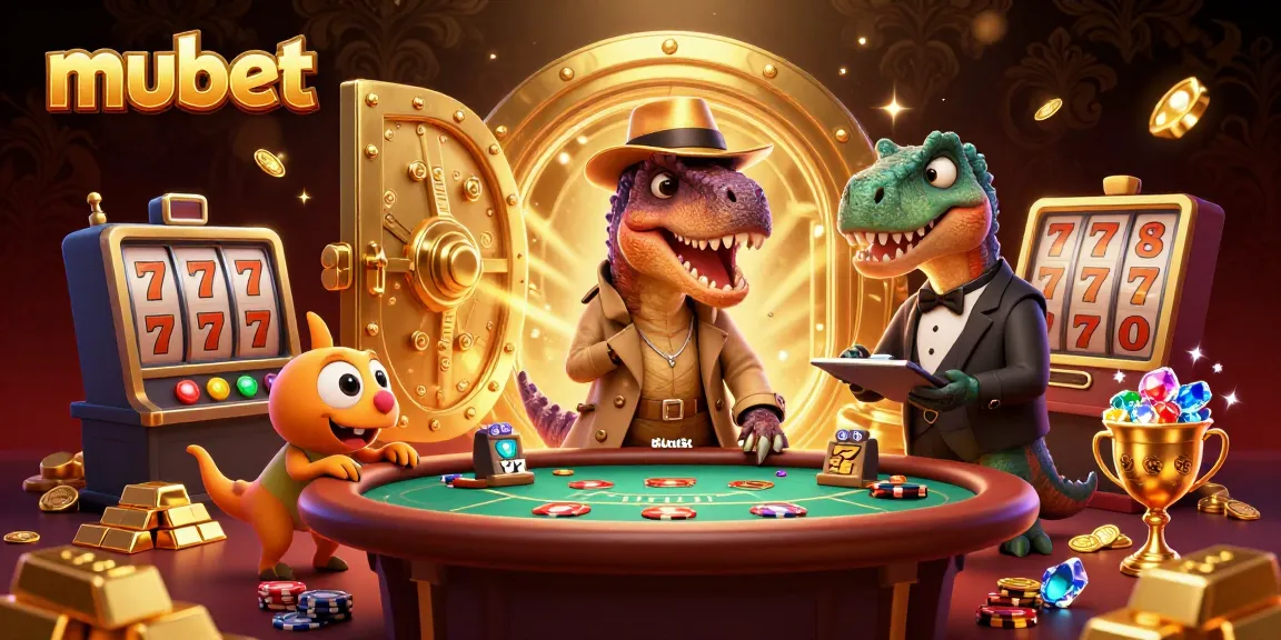 Experience the thrill of mubet as a velociraptor card counter and friends engage in a dynamic casino scene.