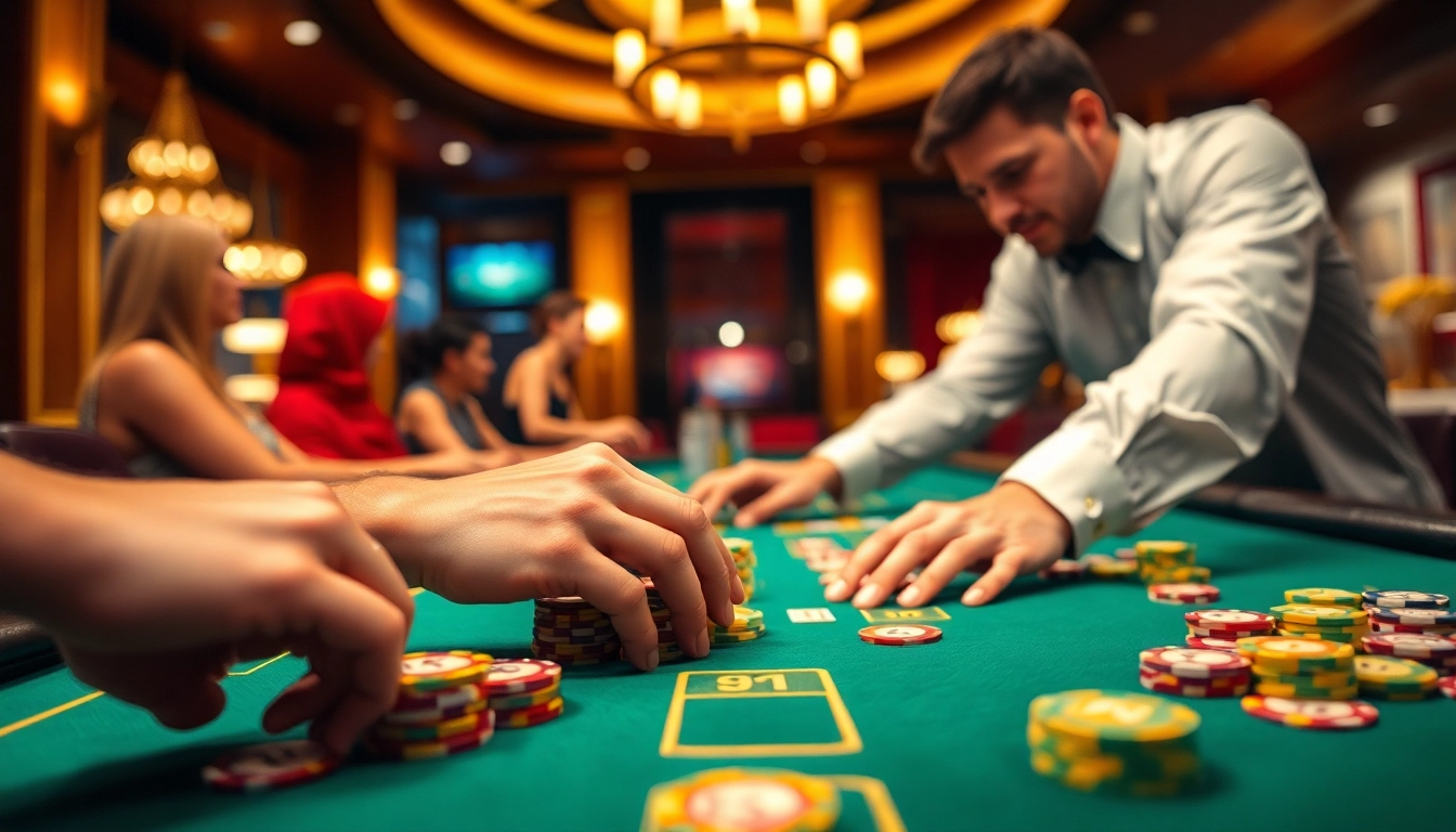 Golisimo Germany: A lively casino atmosphere showcasing vibrant gaming tables and engaged players.