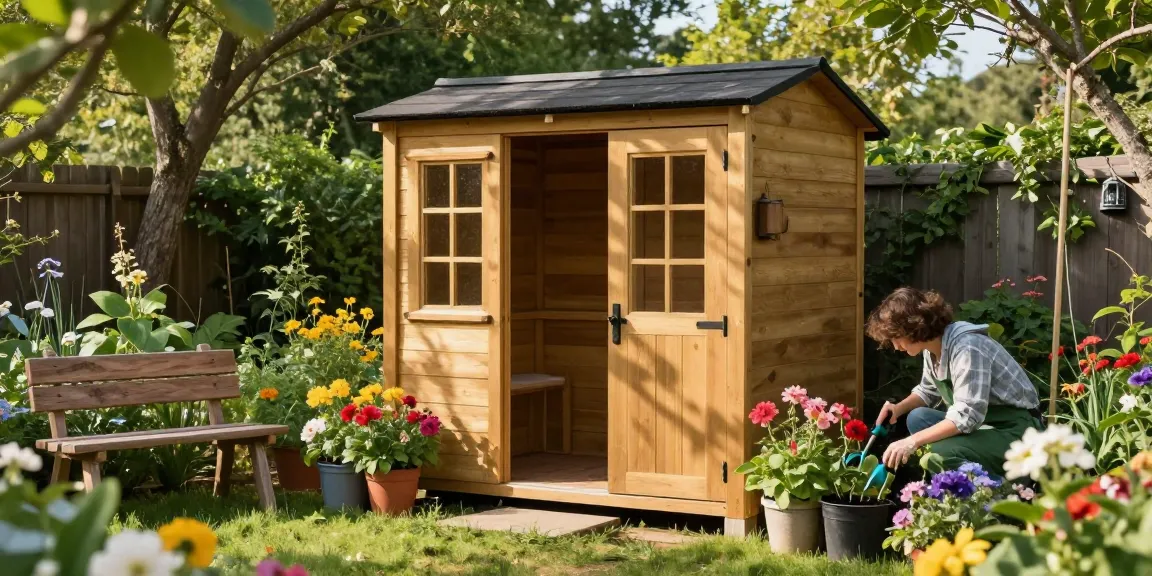 Gartenhäuser von McGarden24, stabil und ästhetisch in blühendem Garten eingebettet.