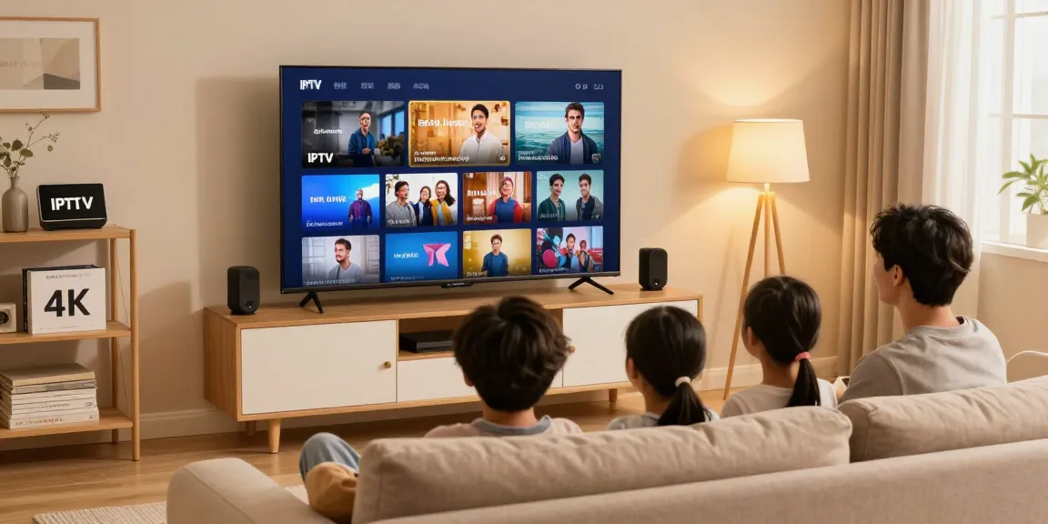 IPTV test setup with trusted provider in a cozy living room, showcasing local service.