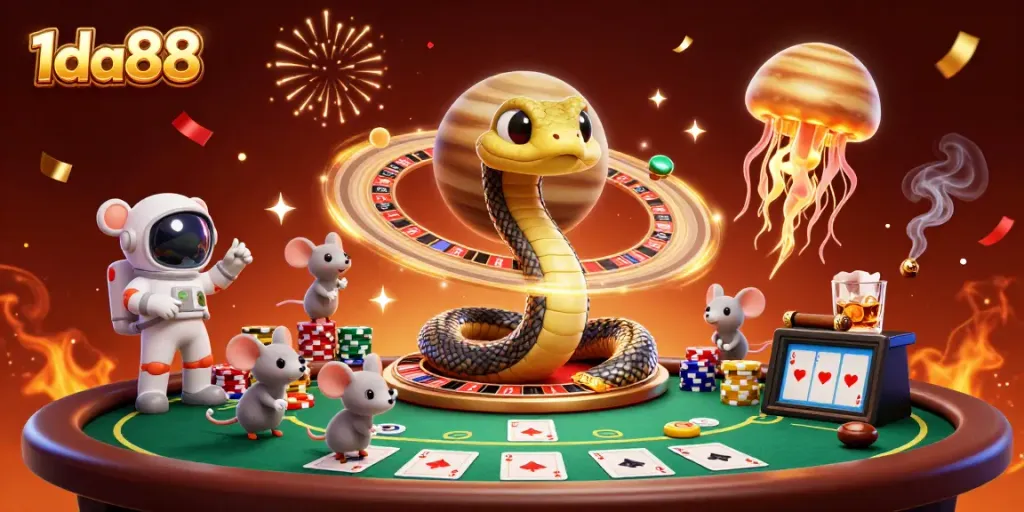 Enjoy thrilling gameplay at 1da88 with captivating casino action featuring a cosmic roulette scene.