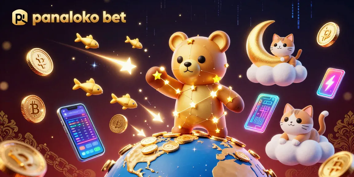 Engage in the excitement of panaloko bet through a vibrant 3D illustration featuring cosmic elements and cryptocurrency.