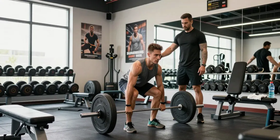 Dynamische Trainingsszene im Steroidshop, die professionelle Fitness-Techniken zeigt.