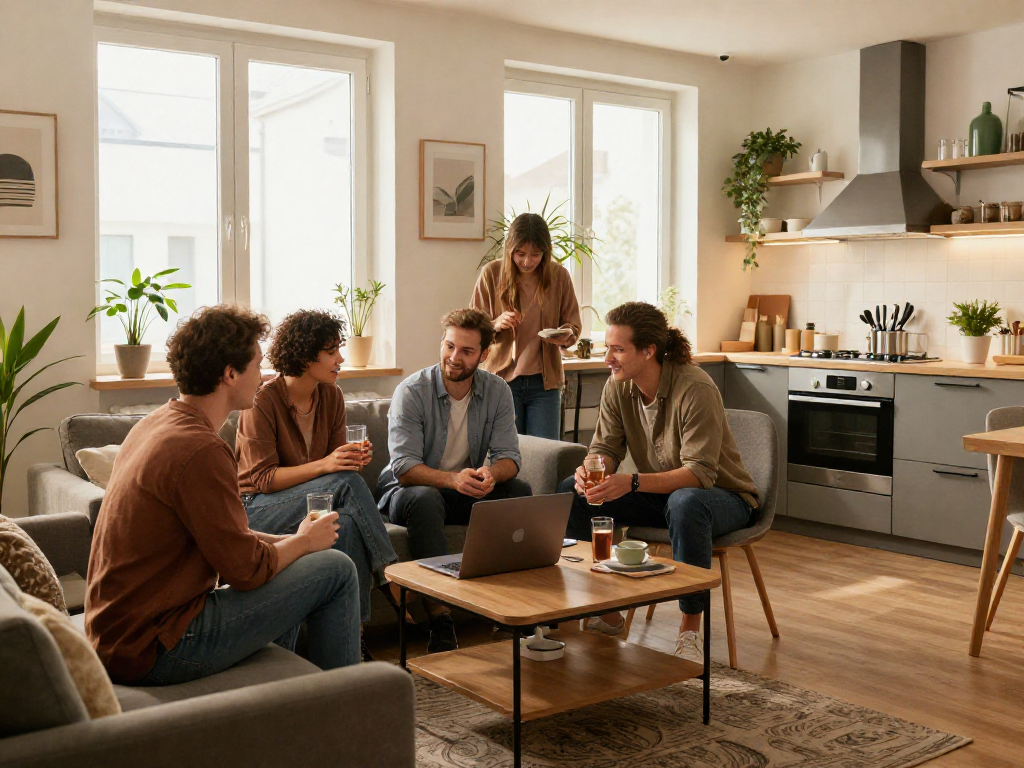 Helle und gemütliche Monteurwohnung Hannover mit voll ausgestatteter Küche und stilvollem Wohnbereich