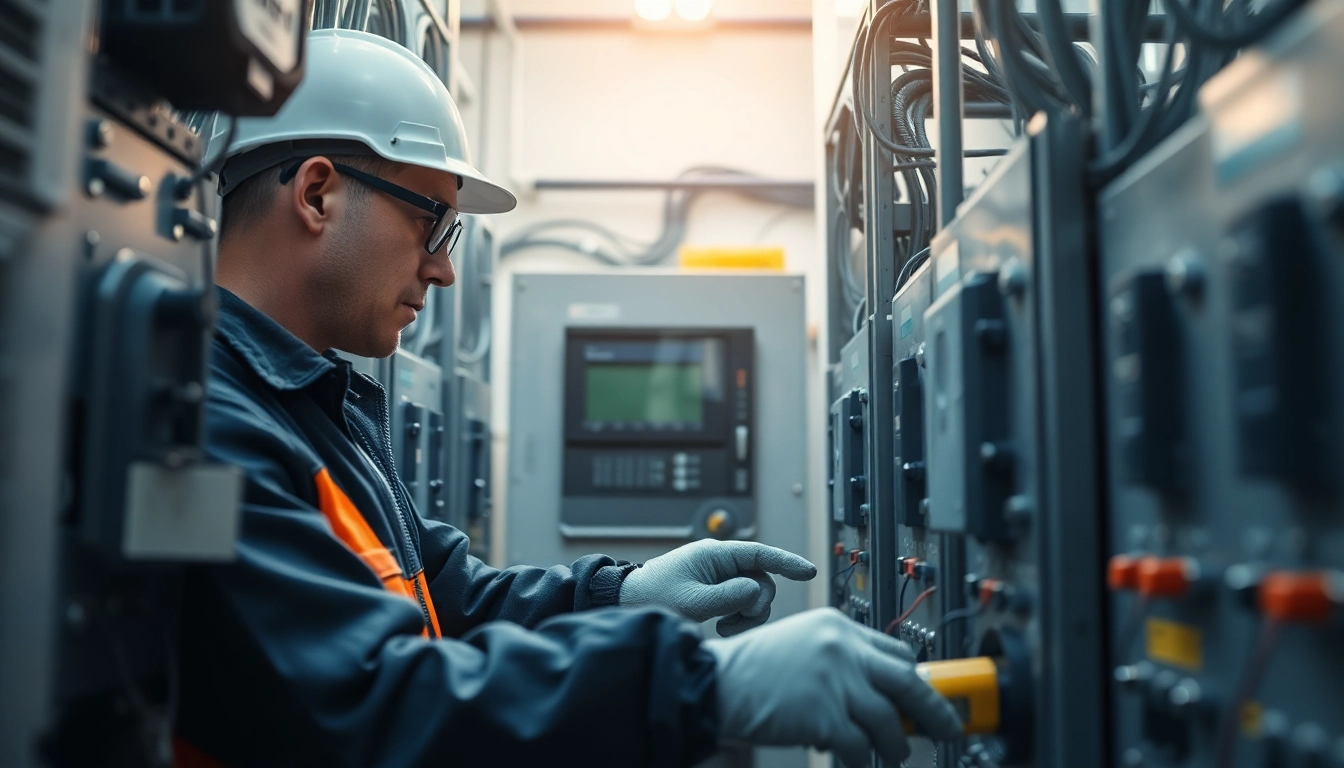 Technician conducting a DGUV V3 Prüfung on electrical devices, ensuring safety and compliance.