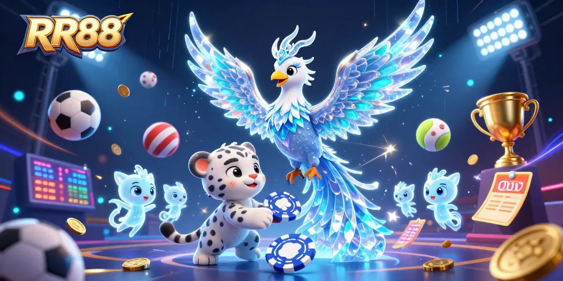 Engage in thrilling betting action at RR88, illustrated with dynamic character interactions and vibrant casino elements.