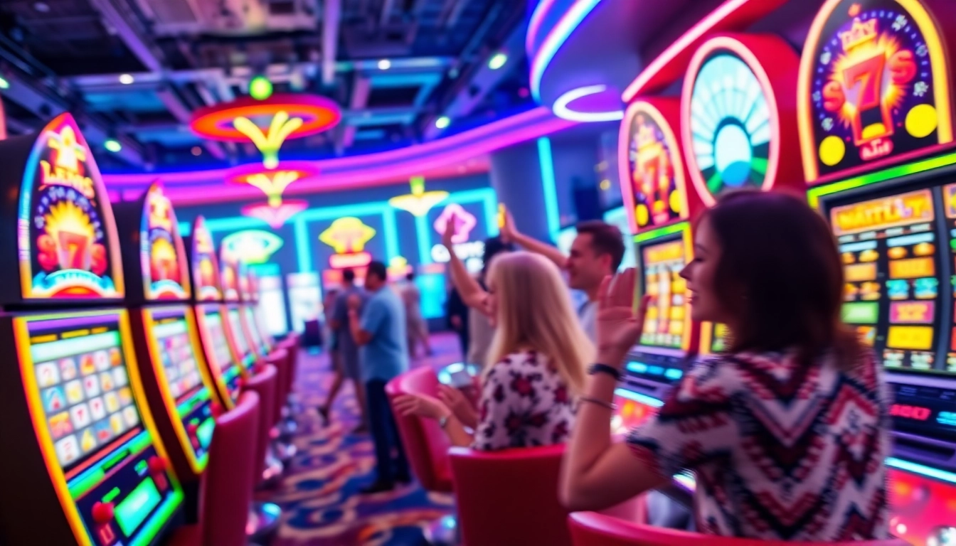 Engage in thrilling games at an online casino ohne oasis with vibrant slot machines and energetic players.