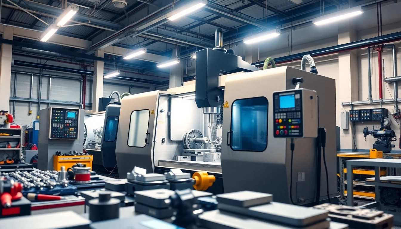 5 achs cnc fräsen dienstleister zeigt ein modernes CNC-Bearbeitungszentrum in Aktion.