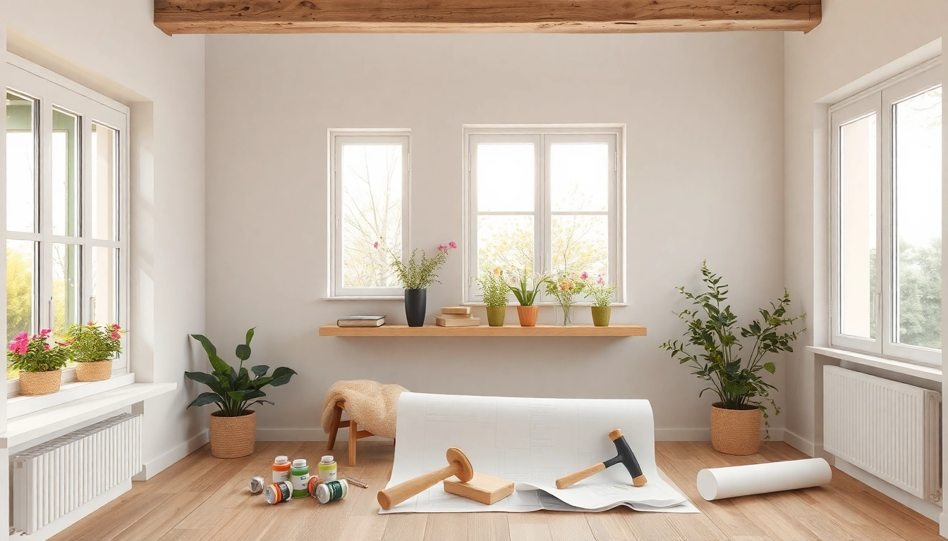 Hausrenovierung: Verwandlung eines alten Hauses in ein modernes Zuhause mit Baustellenwerkzeugen.