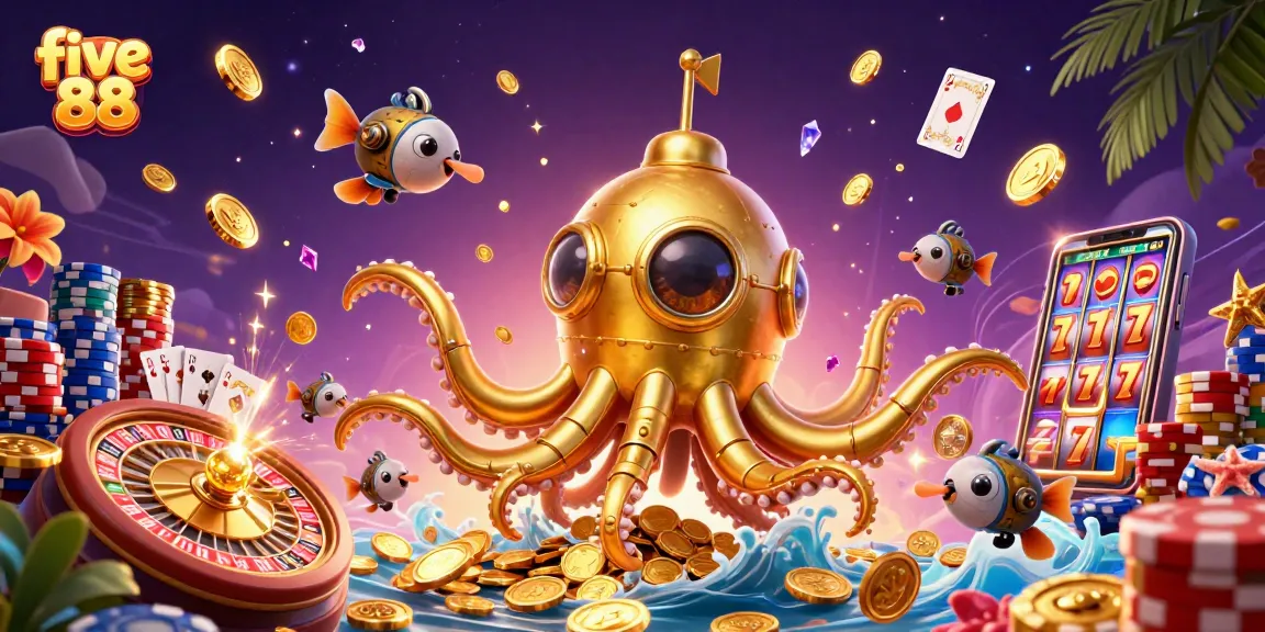 Experience the thrill of luck with spectacular five 88 gaming features, showcasing vibrant casino elements.