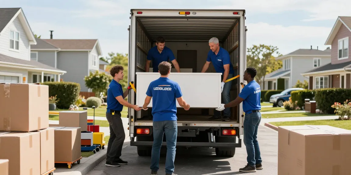 Umzugsunternehmen Ludwigshafen bei der professionellen Durchführung eines Umzugs mit einem Team, das Möbel transportiert.