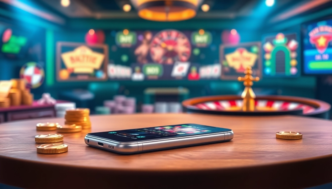 Erleben Sie die besten mobile online Casinos durch eine aufregende, futuristische Casino-App auf einem Smartphone.