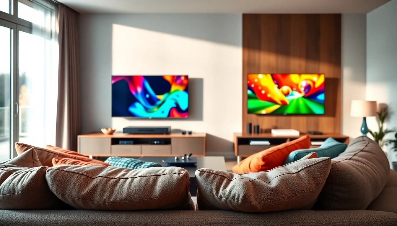 Iptv Anbieter flexibly displayed on a vibrant TV setup in a modern living room.