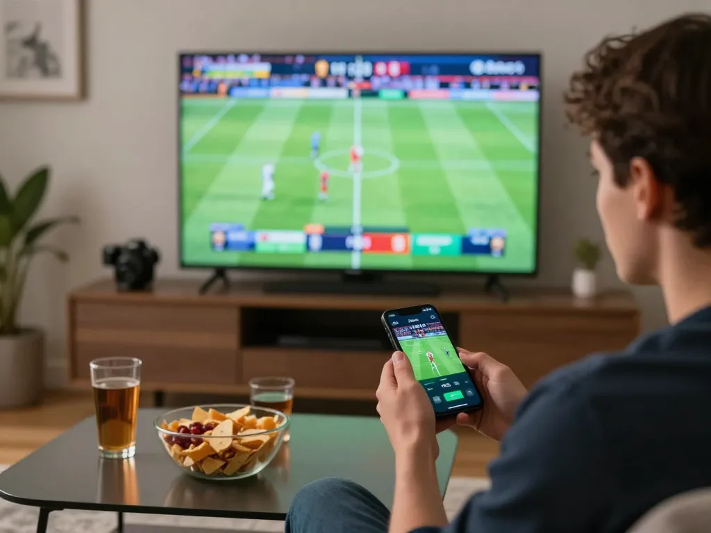 Person betting on sports via fabet app during an exciting game, showcasing strategic gameplay.