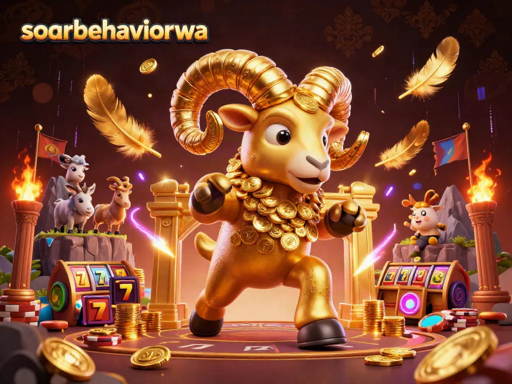 Engage with soarbehaviorwa's golden-themed casino illustration showcasing an action-packed scene.