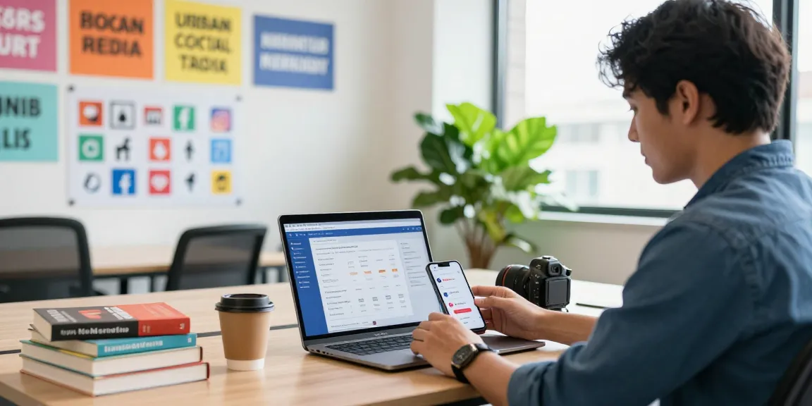 Facebook Views kaufen: Junge Marketingspezialistin analysiert Social Media Statistiken in modernem Büro.