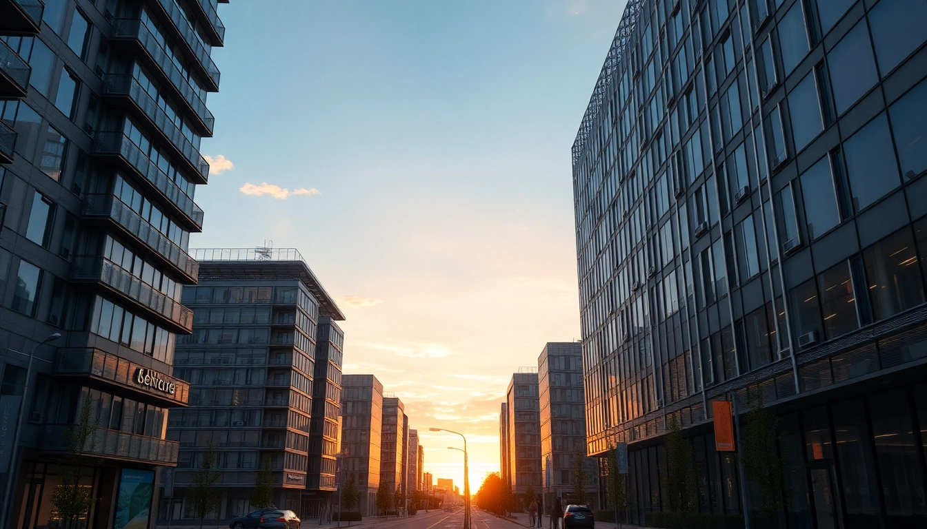 Fotorealistische 3D-Visualisierung architektur visualisierung moderner Gebäude in städtischer Umgebung.