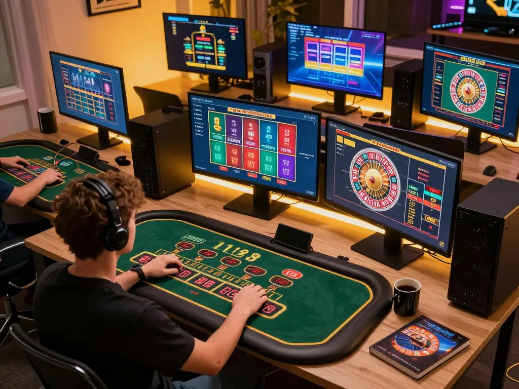 Engaging in live dealer game with mk8 platform, showcasing interactive online gaming setup
