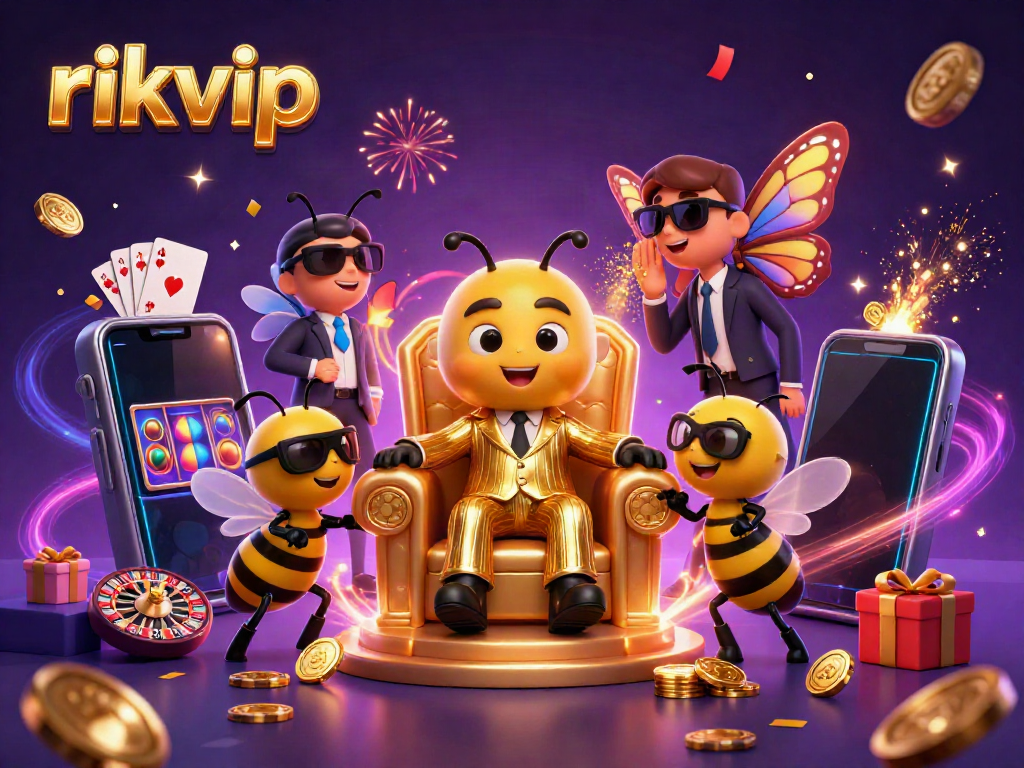 Explore the vibrant world of rikvip with animated casino characters enjoying epic games.