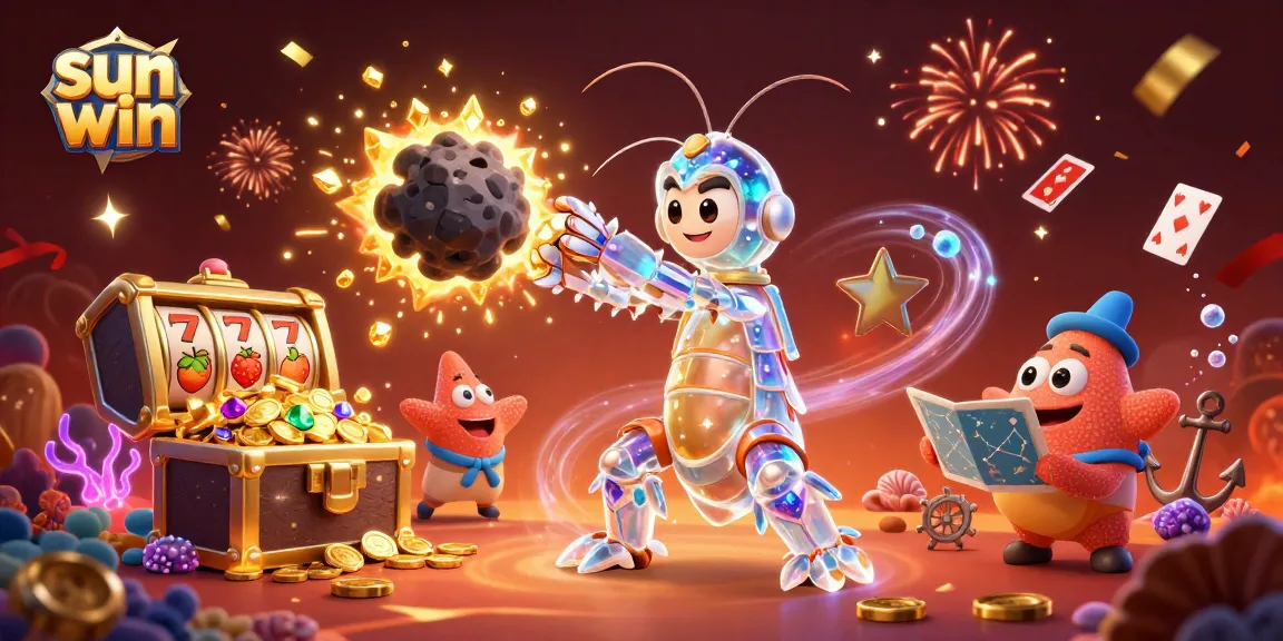 Engage with sun win casino action through a vibrant scene filled with treasures and galactic creatures.