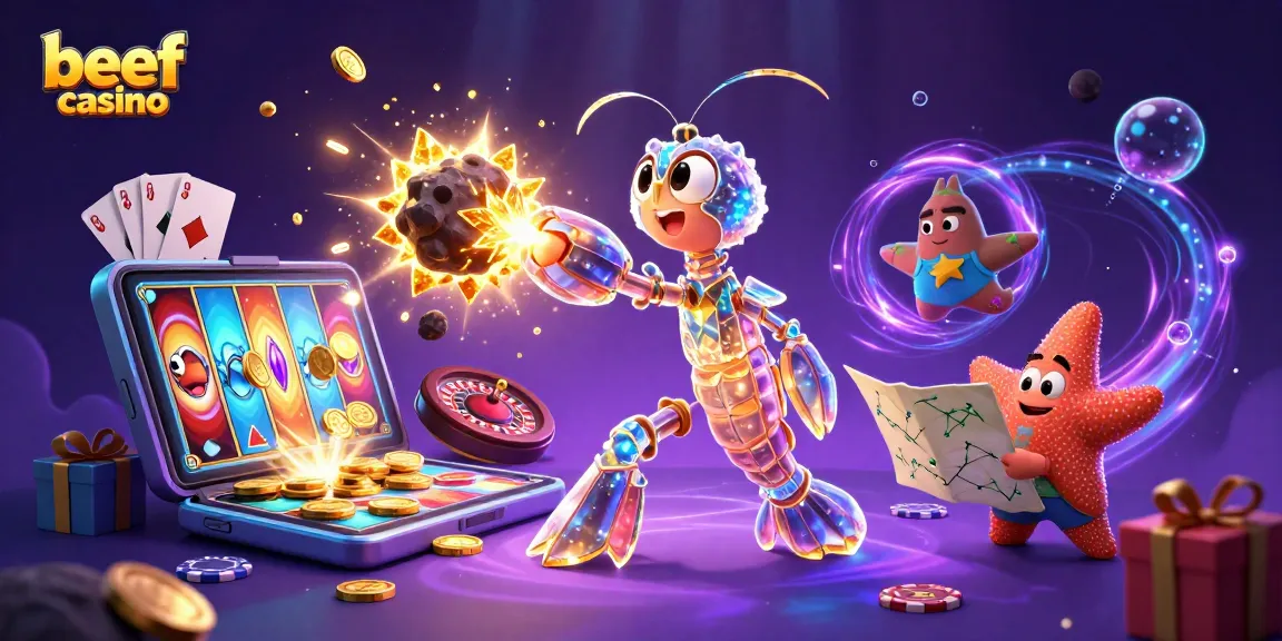 Beef Casino bietet spannende Spiele und Boni, während Gamer in einer lebhaften 3D-Welt spielen.