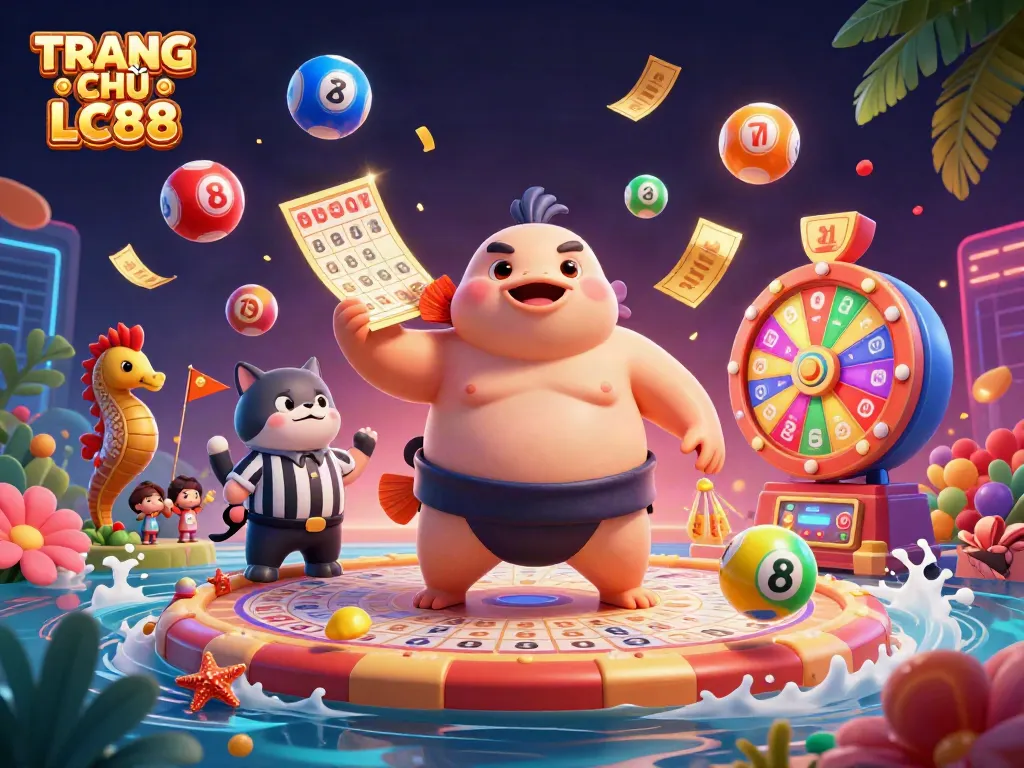 Experience TRANG CHỦ LC88 with vibrant lottery animations in an underwater casino