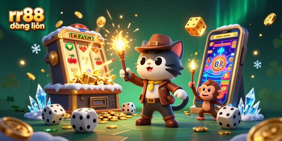 Experience rr88 đăng nhập thrill with exciting casino elements in a vibrant, dynamic illustration.
