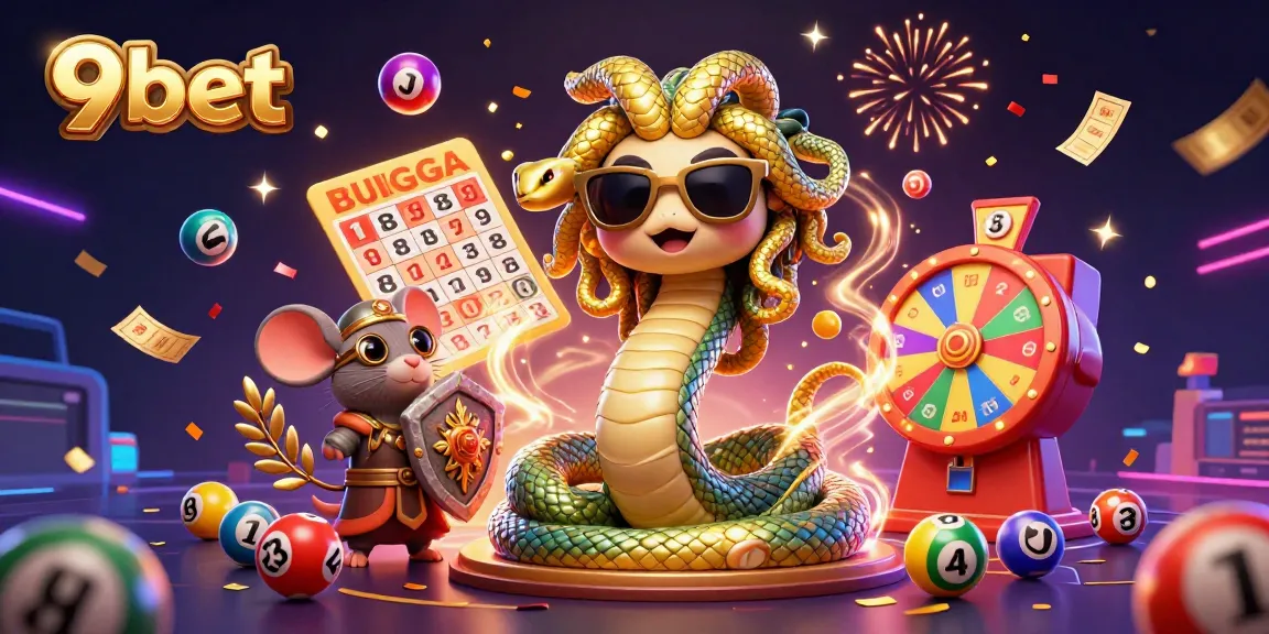 Experience the excitement of gaming with 9bet through a colorful, captivating casino illustration.