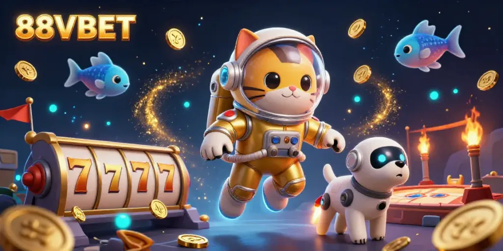 Experience the vibrant gameplay excitement with 88VBET through this colorful 3D scene.