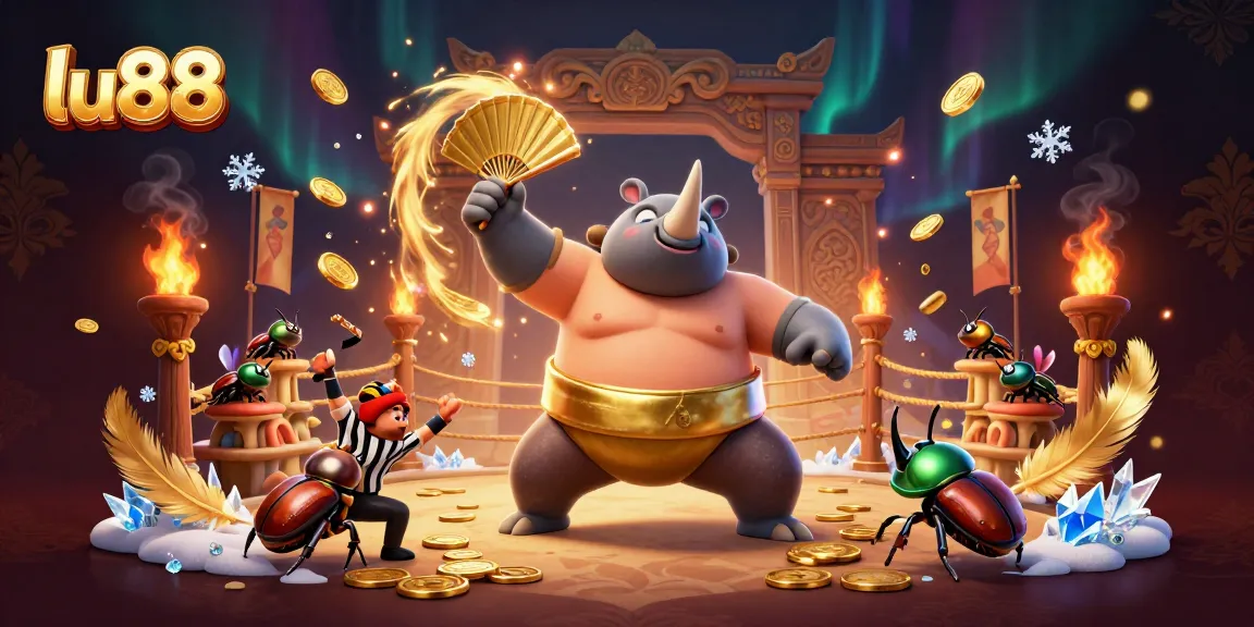 Experience excitement at lu88 with a thrilling gambling scene featuring a sumo beetle champion!