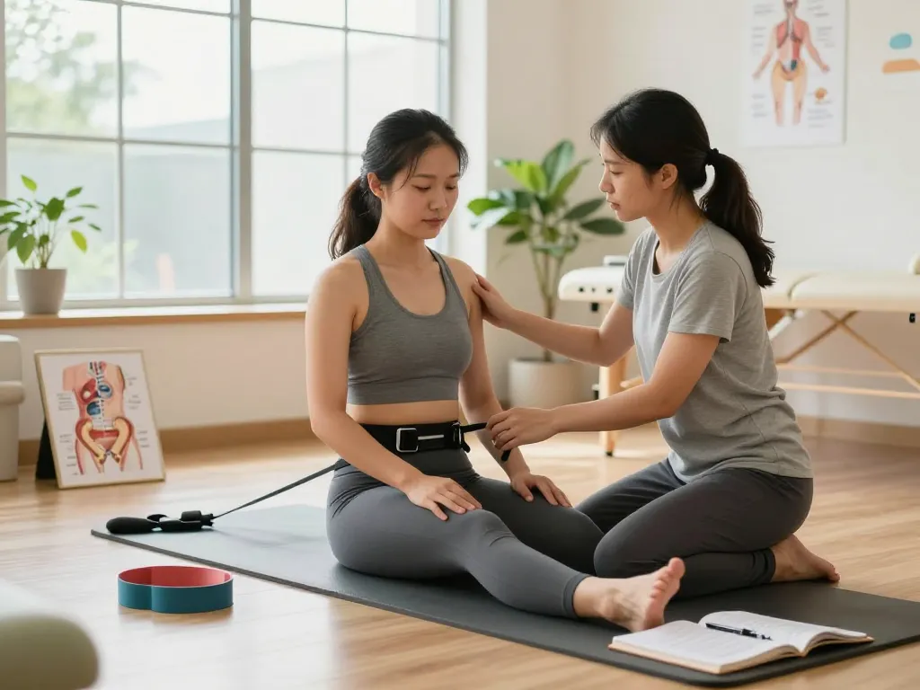 Pelvi-care.de demonstrating effective pelvic floor training therapy in a welcoming clinic environment.