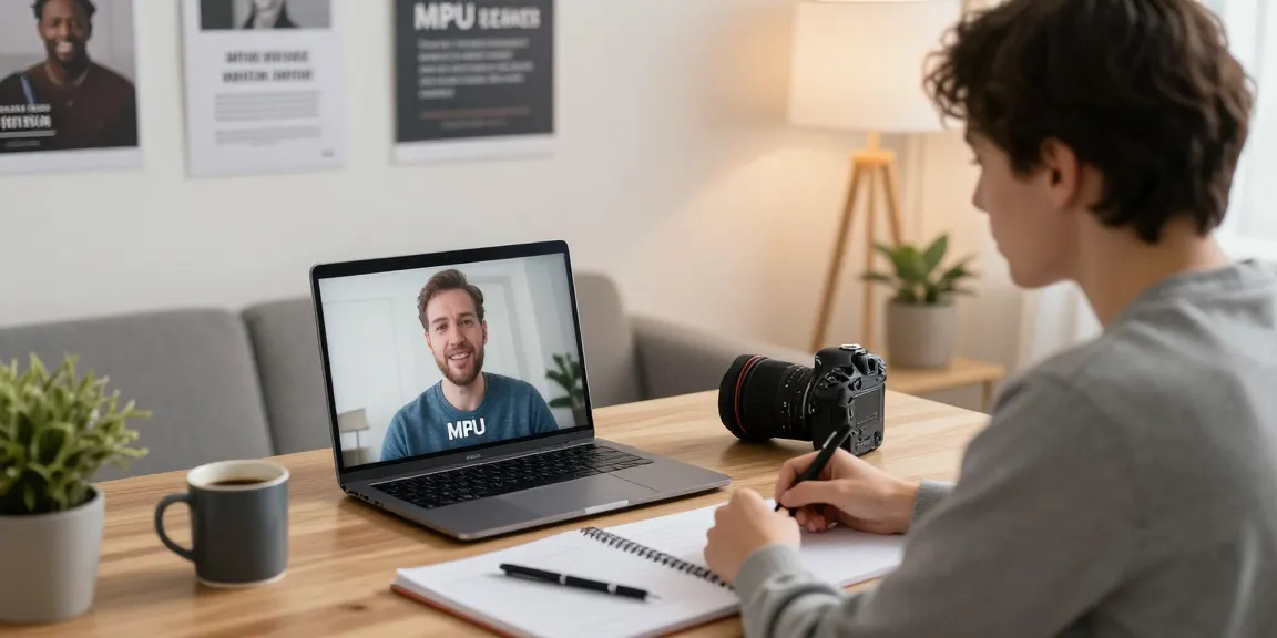 MPU Vorbereitung online mit einem Verkehrpsychologen, der einen Teilnehmer durch eine virtuelle Sitzung in einem gemütlichen Homeoffice-Umfeld führt.