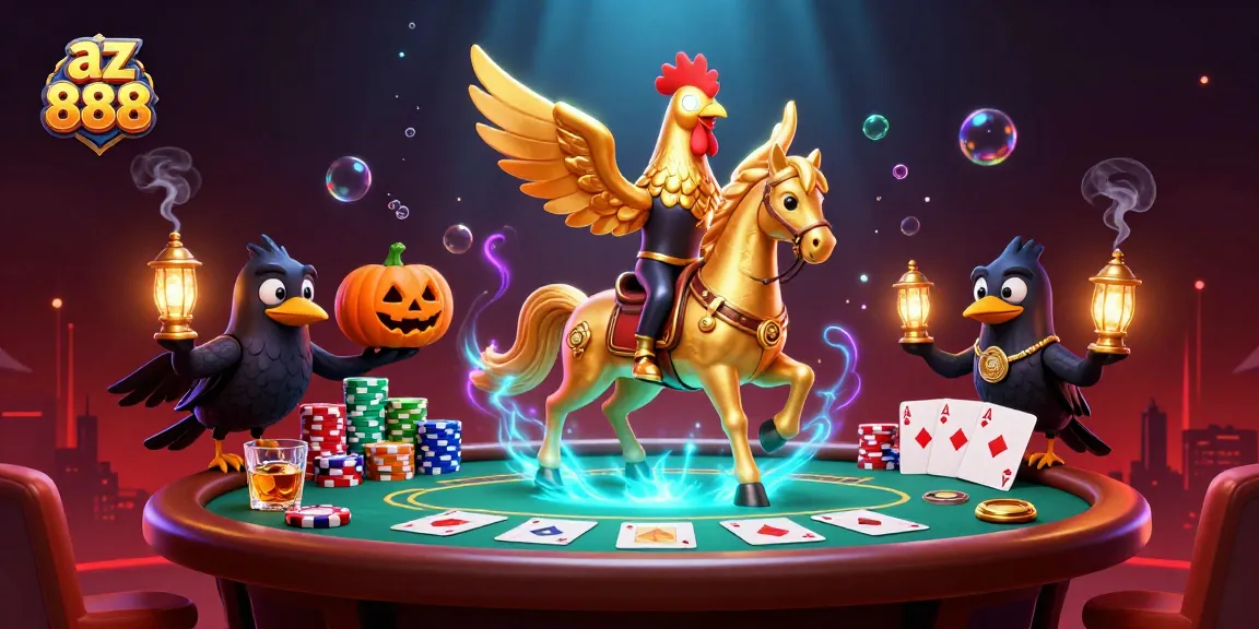 Experience the thrilling world of az 888 with a vibrant casino scene featuring a golden rooster character.