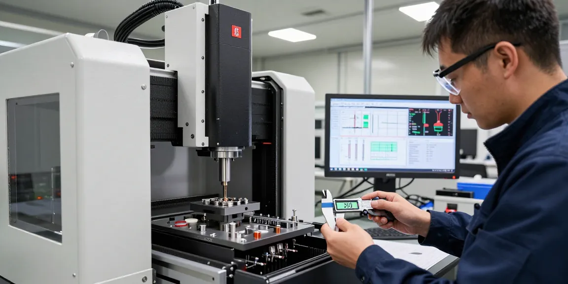 Präzise Messtechnik Maschinenbau während der CNC-Bearbeitung in modernem Werkstattumfeld.