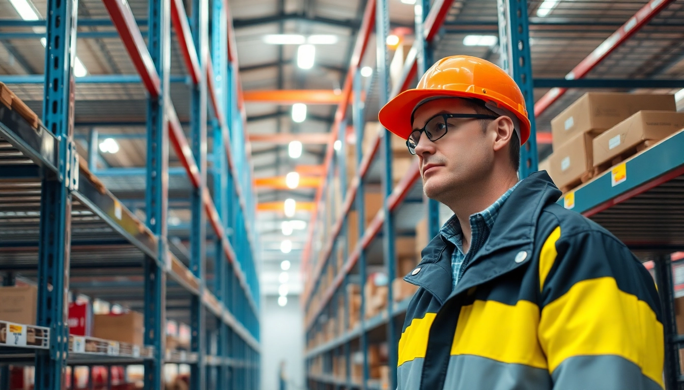 Regalinspektion durch einen Experten zur Gewährleistung der Sicherheit und Funktionsfähigkeit von Regalanlagen.