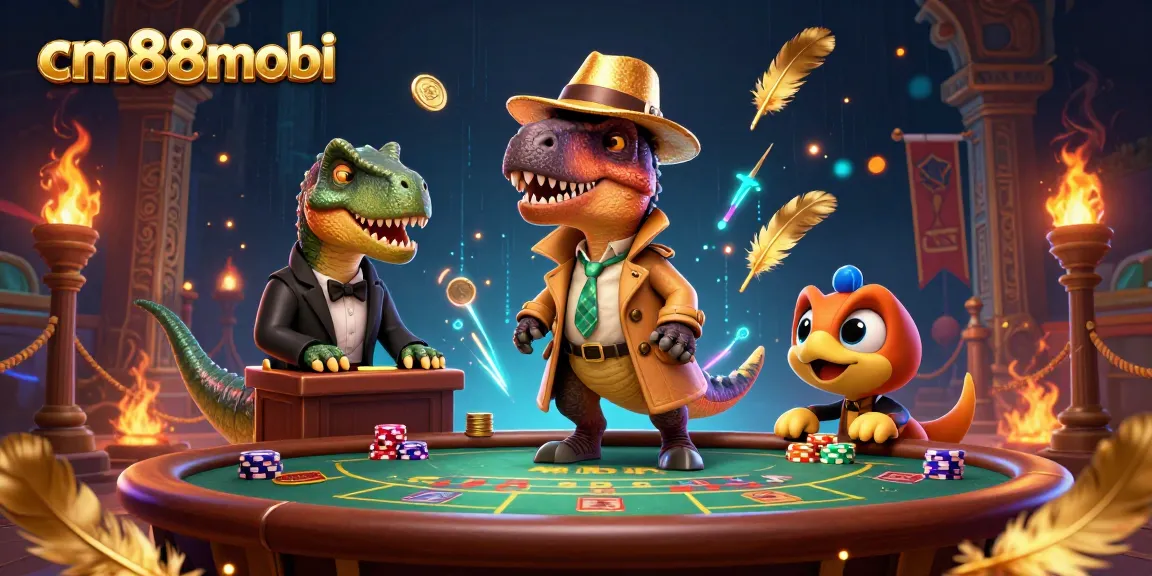 Experience thrilling gameplay at cm88mobi with a velociraptor card counter amidst casino excitement