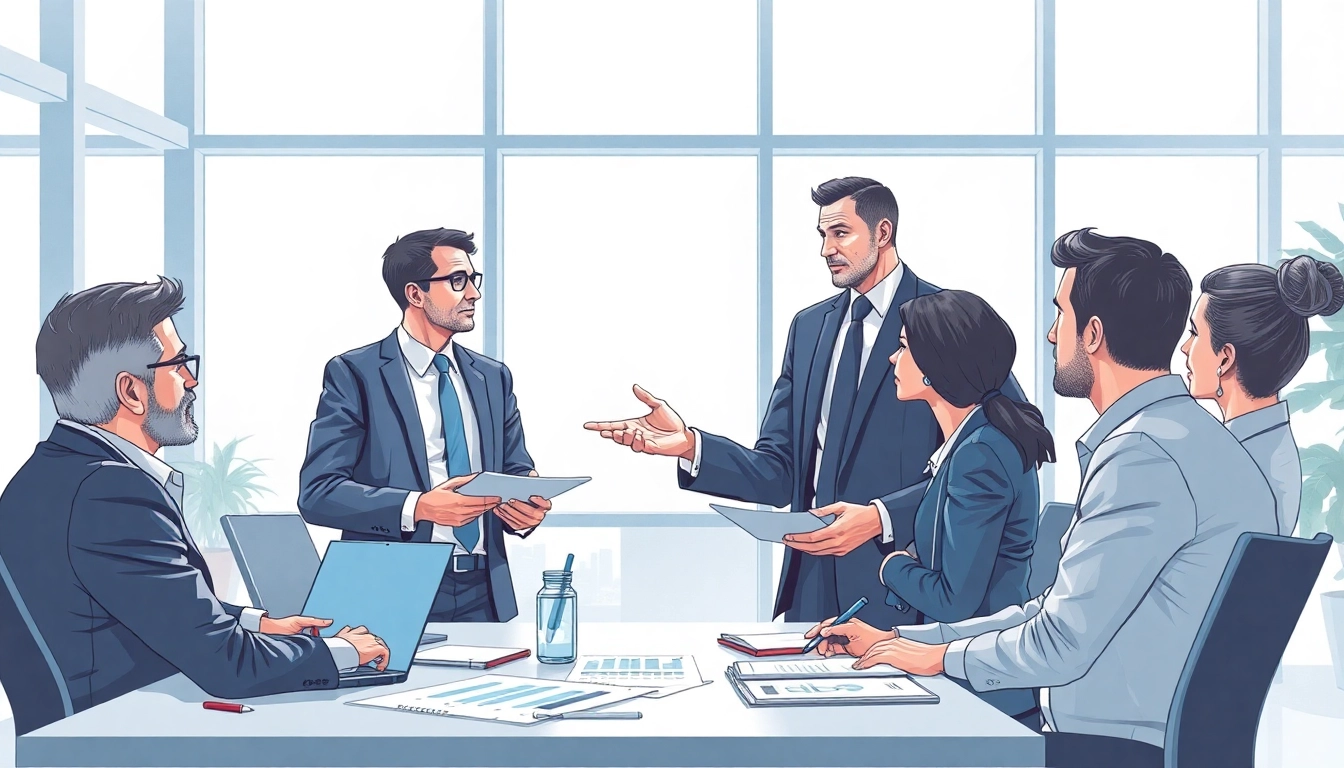 Engaging in Headhunting Vertrieb, a professional headhunter collaborates with clients in a modern office setting, showcasing expertise and strategic planning.