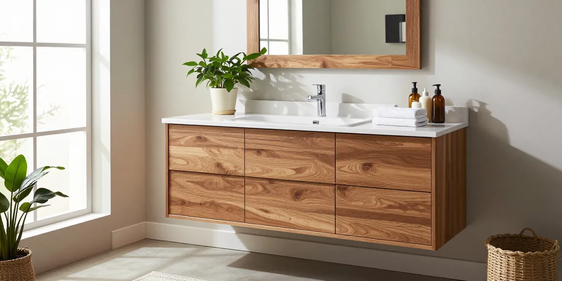 Modern badkamermeubel met lades in een prachtig ontworpen badkamer, die organisatie en stijl toont.