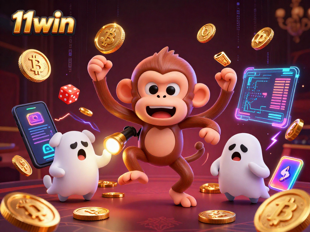 Experience thrilling gameplay at 11win with dynamic casino action featuring a playful poltergeist and ghost-hunter puppy.
