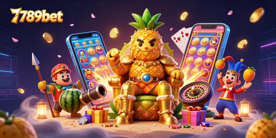 Experience the vibrant casino adventure with 789bet's golden pineapple king and fun game elements.