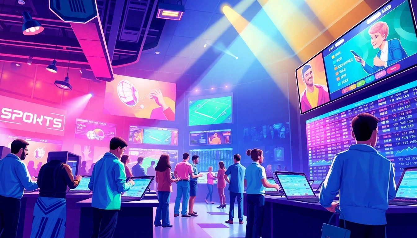 Explore online neue wettanbieter with a vibrant sports betting atmosphere showcasing diverse players in action.
