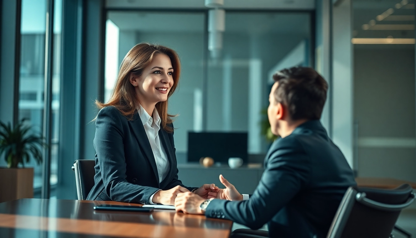 Headhunter CEO in einem professionellen Büro, engagiert im Gespräch.