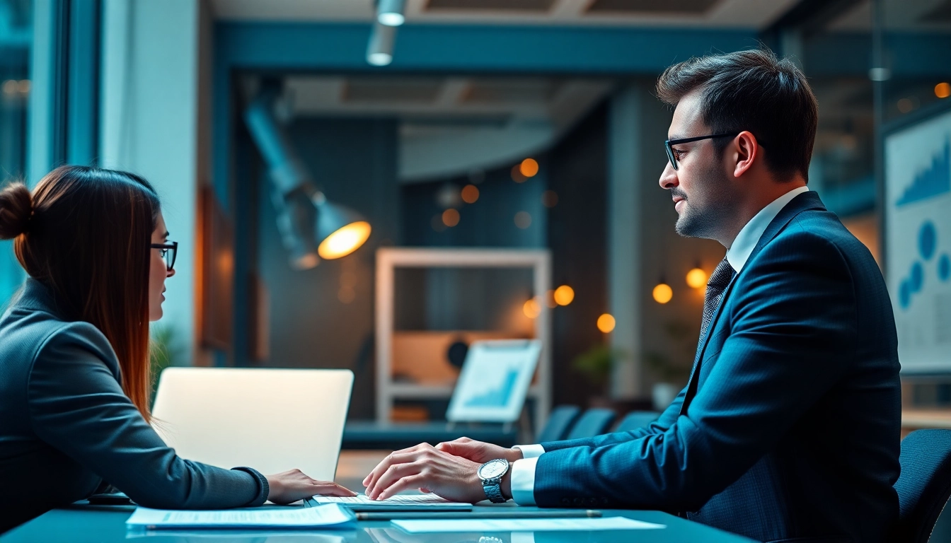 Headhunter Mannheim engages with candidates in a vibrant business setting.