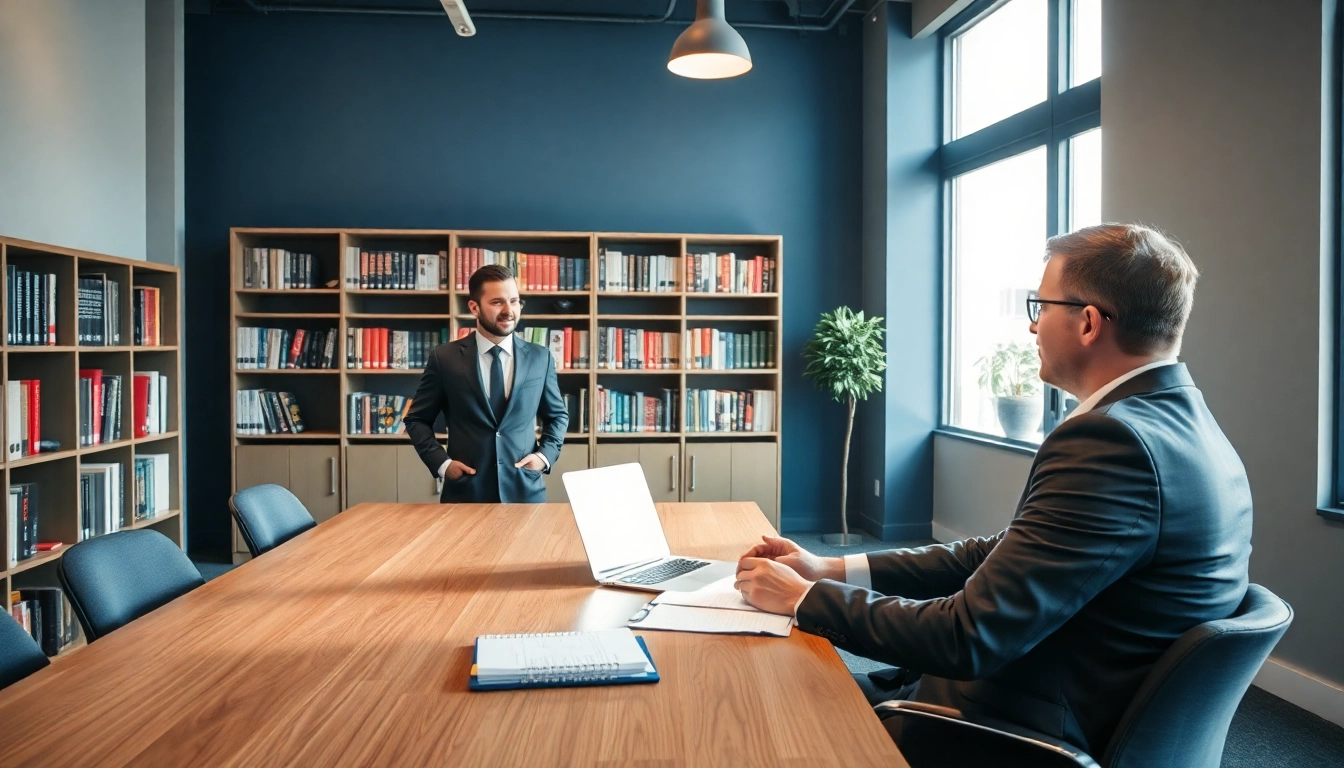 Headhunter Schweiz in professionellem Bürogespräch mit Bewerber.